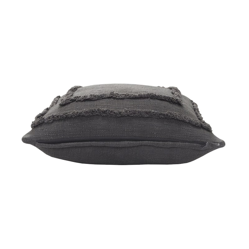 HomeRoots 20" X 20" Dark Gray 100% Cotton Geometric Zippered Pillow