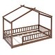 preview thumbnail 8 of 7, Twin Size Wood House Bed Frame with Fence & Roof, Playhouse Style Bed for Kids & Teens, Sturdy Pinewood Construction, Walnut