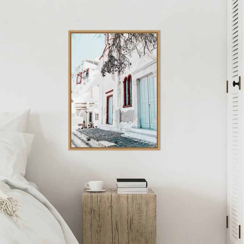 Santorini Charm 3 by Bella Eve Framed Canvas Wall Art Print - Sylvie Natural