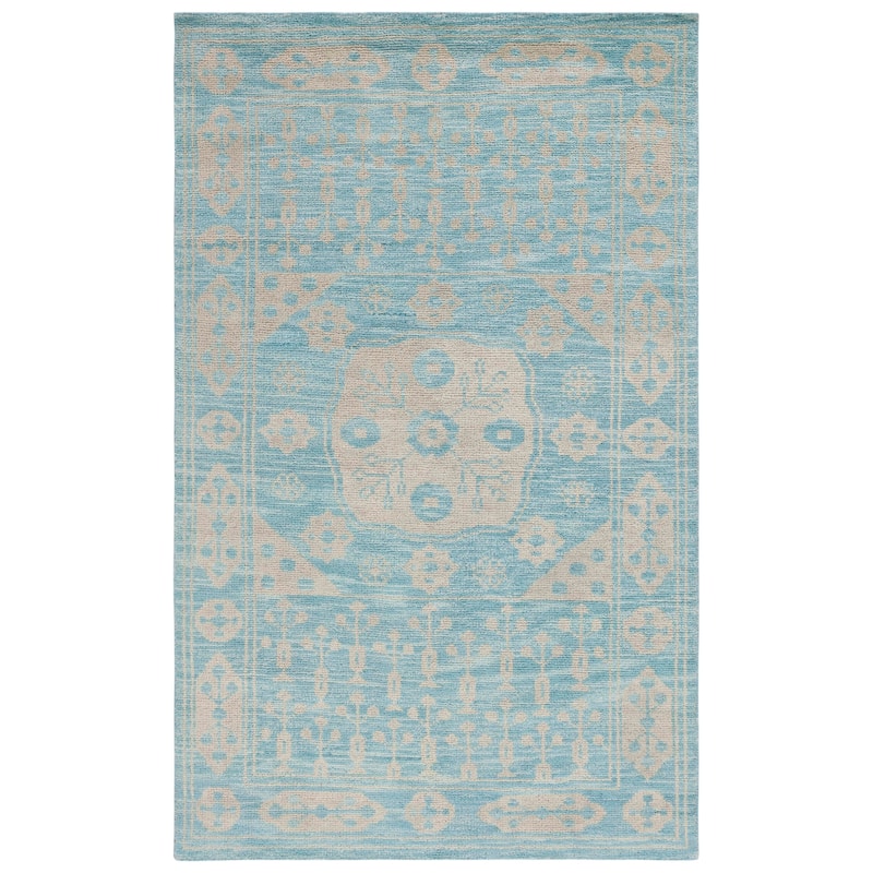 SAFAVIEH Hand-knotted Kenya Ma'Anit Southwestern Tribal Wool Rug - 6' x 9' - Blue