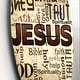 preview thumbnail 3 of 8, Designart 'Jesus' word cloud in grunge background' Oversized Religious Wall CLock