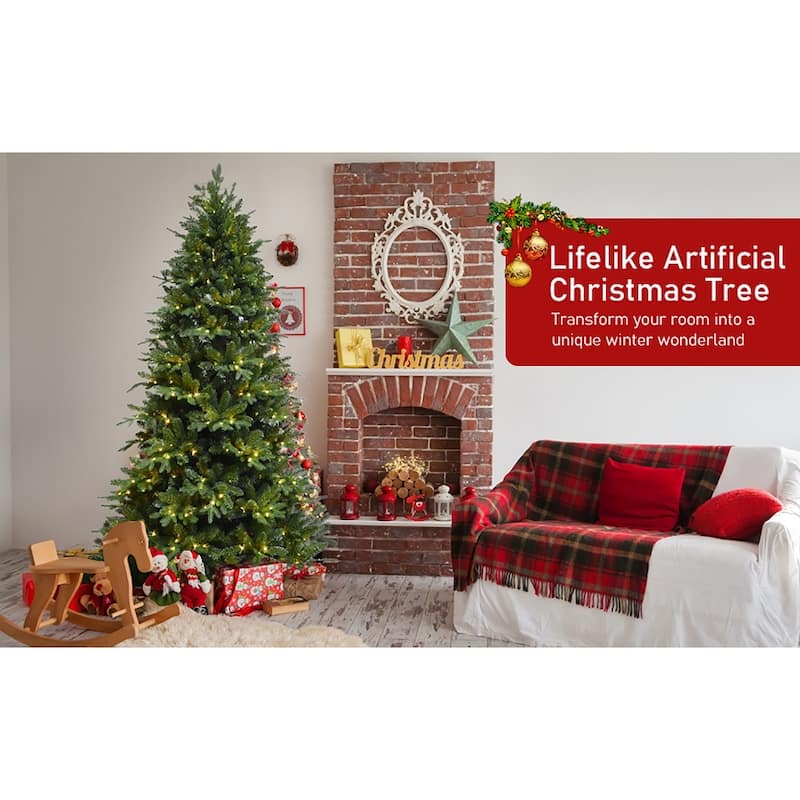 Pre-Lit Artificial Christmas Tree - RGB LED Lights, Multiple Functions, PE/PVC Tips, Easy Power Setup - Green