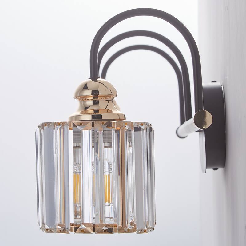 ExBrite Modern Rose Gold Dimmable Bathroom Crystal Vanity Lights
