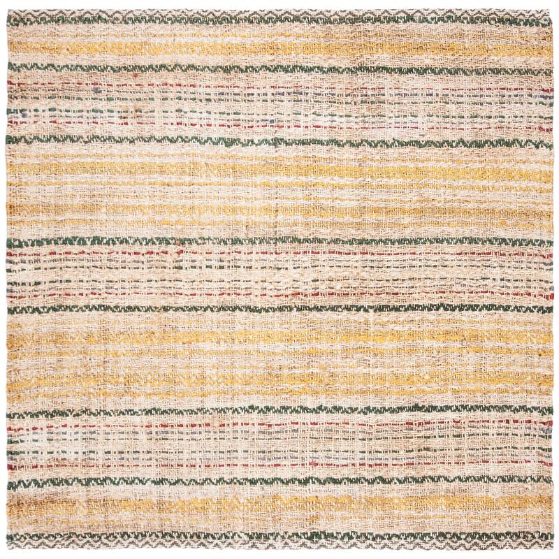 SAFAVIEH Handmade Natural Fiber Alyvia Stripe Jute Rug - 6' Square - Ivory/Gold