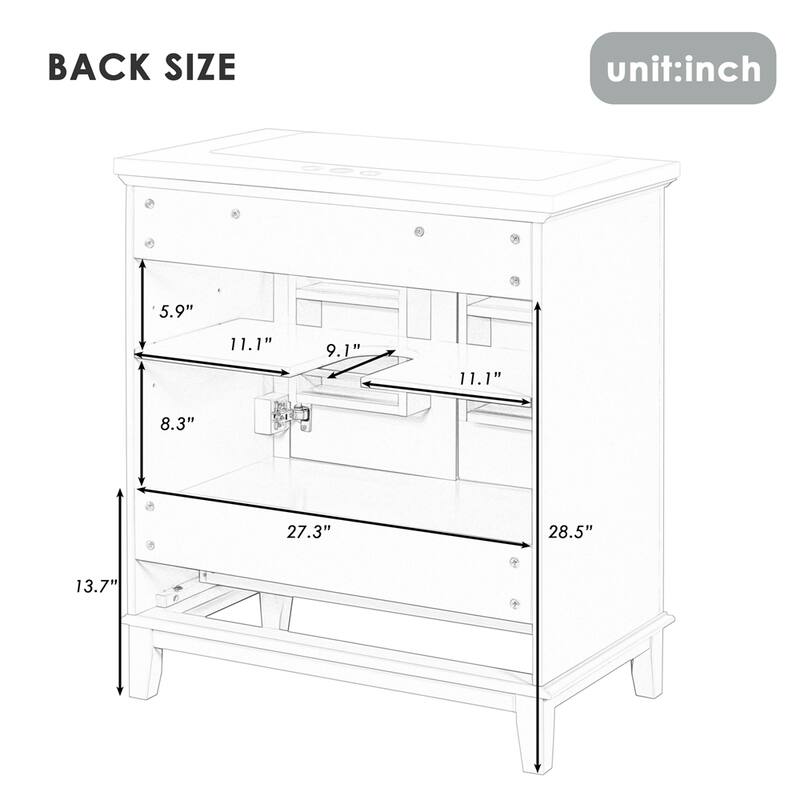30" Multi-functional Bathroom Vanity without Sink, Base Only