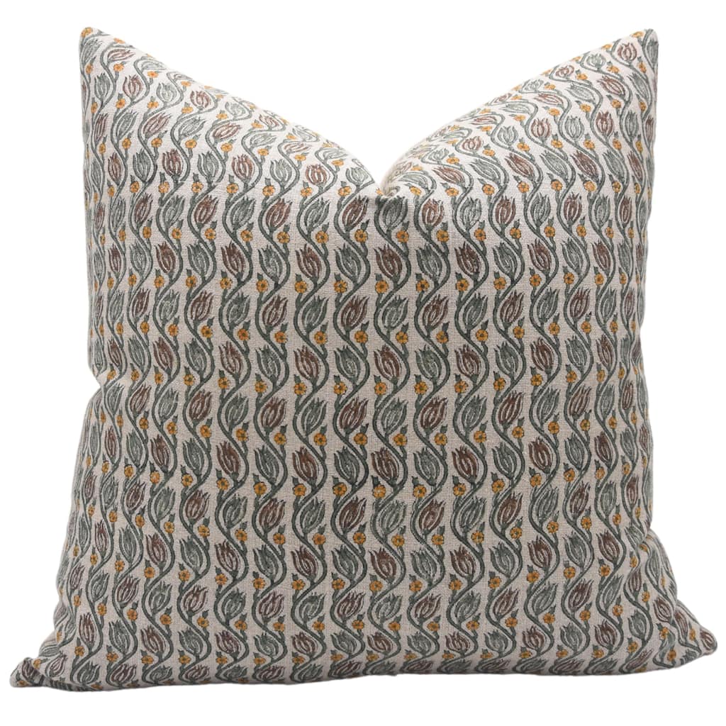 Linen Square Block print pillow Cover - Kersangari