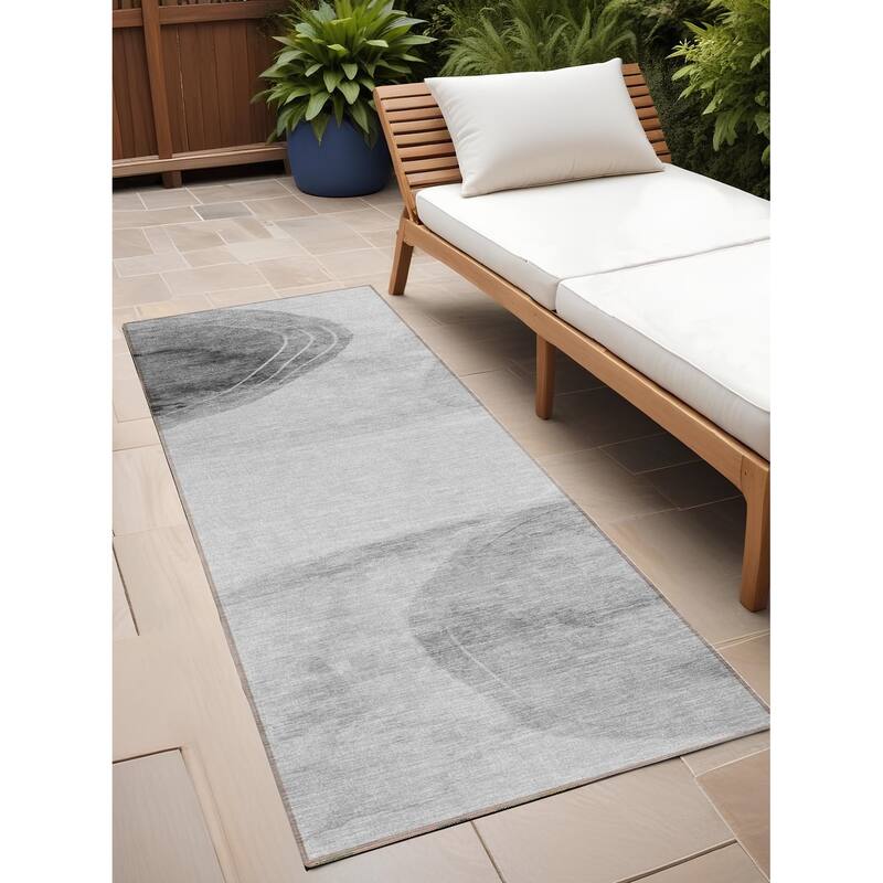 Bera Modern Art-Inspired Weather Resistant Blended Style Outdoor Rug - 8' Runner - Multi