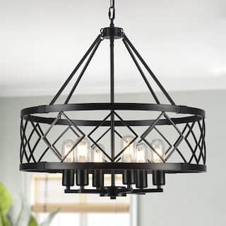 21.65" Wide 6- Light Semi Flush Mount Chandelier, Mid-Century French Country Chandelier with Diamond shaped for Dining Room