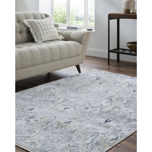 slide 2 of 6, Livabliss Lorenz Traditional Medallion Area Rug Grey/Blue - 5' 3" x 7'