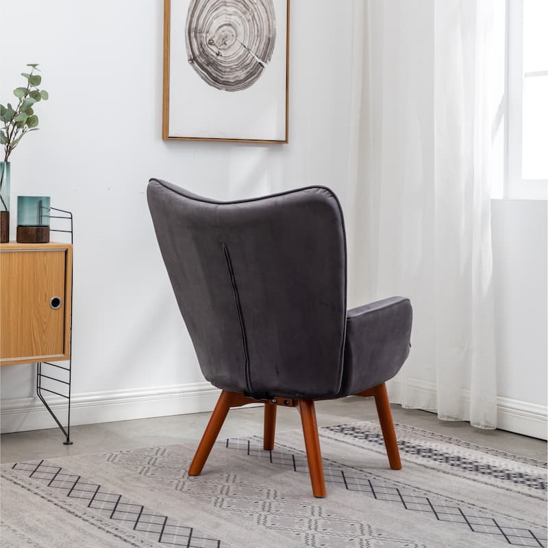 Contemporary Silky Velvet Tufted Accent Chair with Ottoman