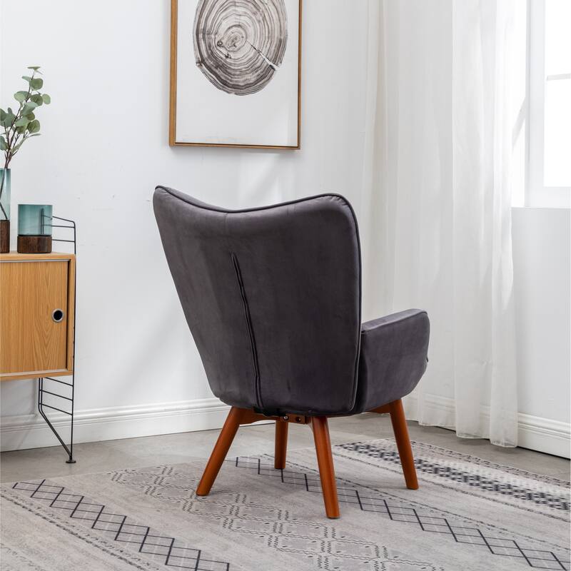 Gray 33" Polyester Button Tufted Accent Chair