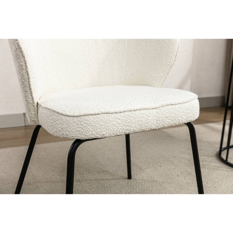 Modern 2 Piece Fabric Kitchen Dining Chair with Backrest, Cushions, Metal Legs for Dining Room Kitchen Living Room Bedroom