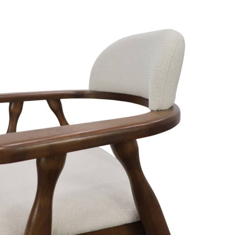 Christopher Knight Home - Mid-Cenutry Farmhouse Upholstered Wood Dining Chairs with Curved Backrest and Armrest, Set of 2