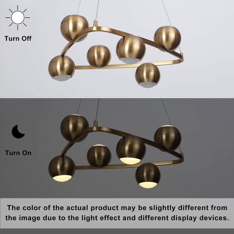 Modern Glam 6-Light Gold Brass LED Chandelier Metal Pendant Light with Dome Shades