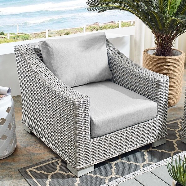Conway Outdoor Patio Wicker Rattan Armchair. Opens flyout.