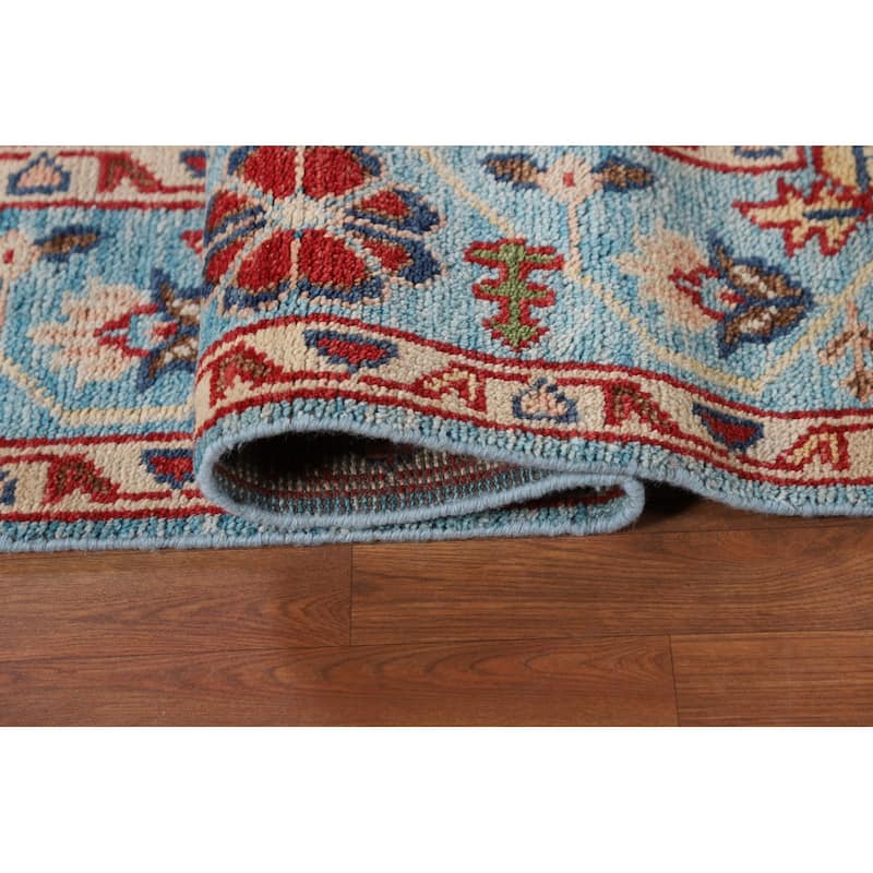 Blue Geometric Heriz Serapi Area Rug Hand-Knotted Wool Carpet - 8'10"x 11'10"