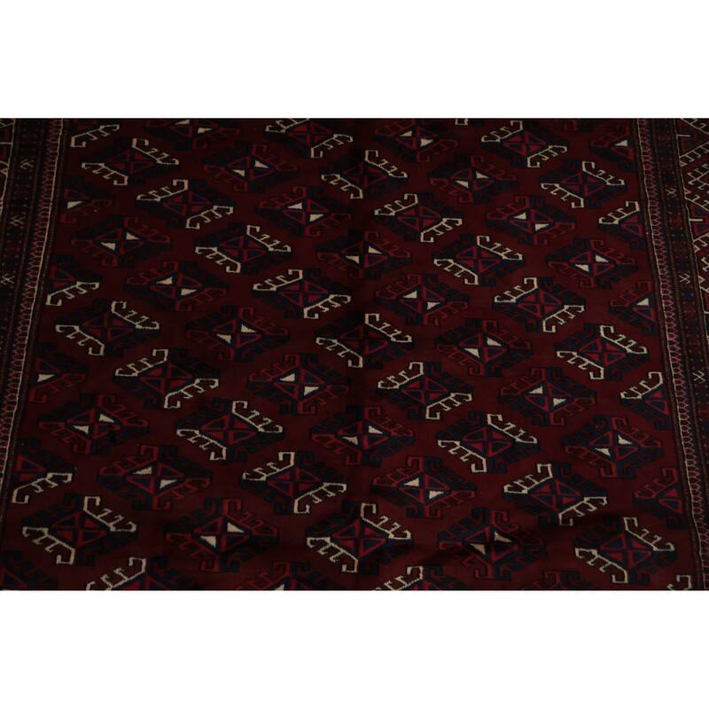 Hand Knotted Oriental 100% Wool Carpet Traditional All-Over Red Turkoman Area Rug - 11' 4'' X 7' 6''