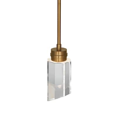 1-Light Brushed Brass/Polished Nickel LED Pendant Light with K9 Crystal