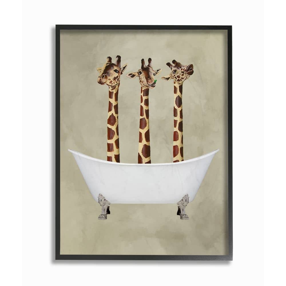 Stupell Three Giraffes In A Bathtub Framed Art, 11x14, Design By Artist Coco de Paris