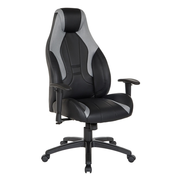 Grey leather sales gaming chair