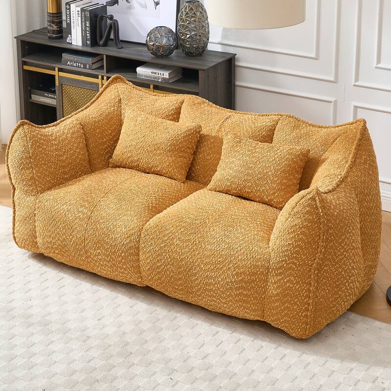 Modern Chenille 2-Seater Bean Bag Chair Recliner Sofa with Armrests for Living Room Lounge Bedroom