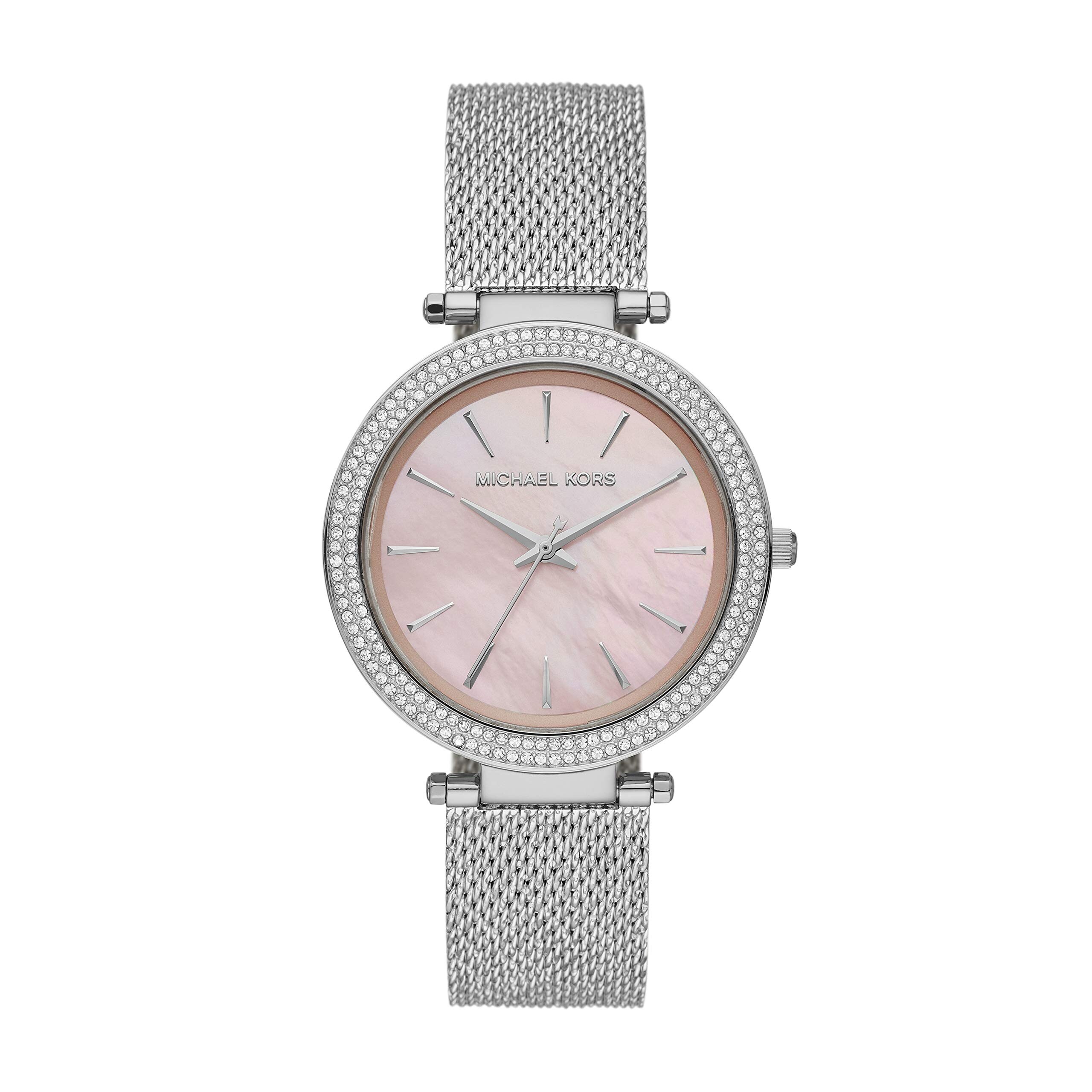 Shop Michael Kors Women S Darci Silver Crystal Silver Pink Ladies Watch Overstock 31619332