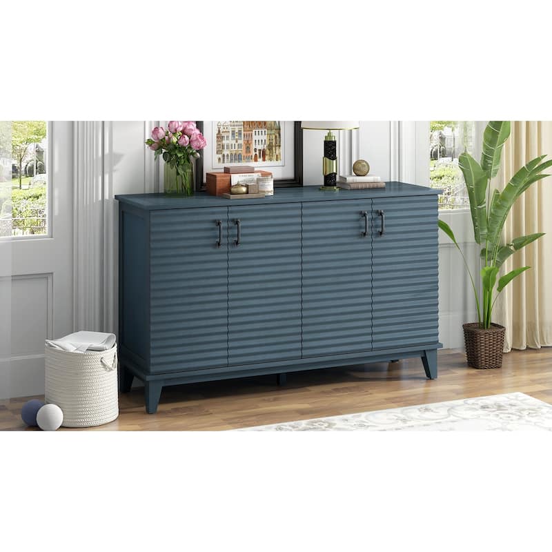 Sideboard with 4 Door Large Storage Buffet with Adjustable Shelves and Metal Handles for Kitchen