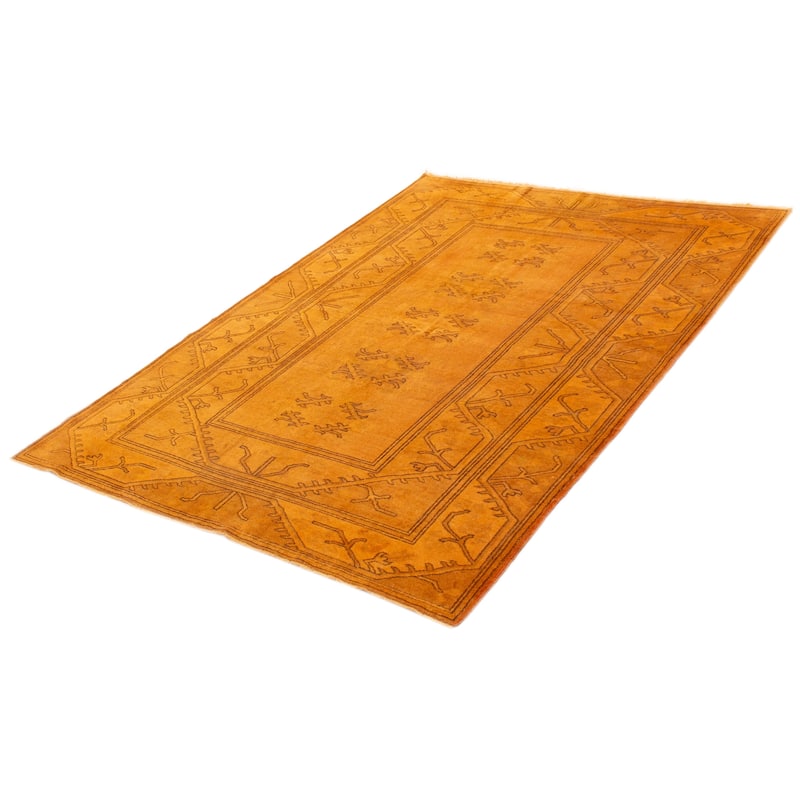 ECARPETGALLERY Hand-knotted Color Transition Light Orange Wool Rug - 6'5 x 9'0