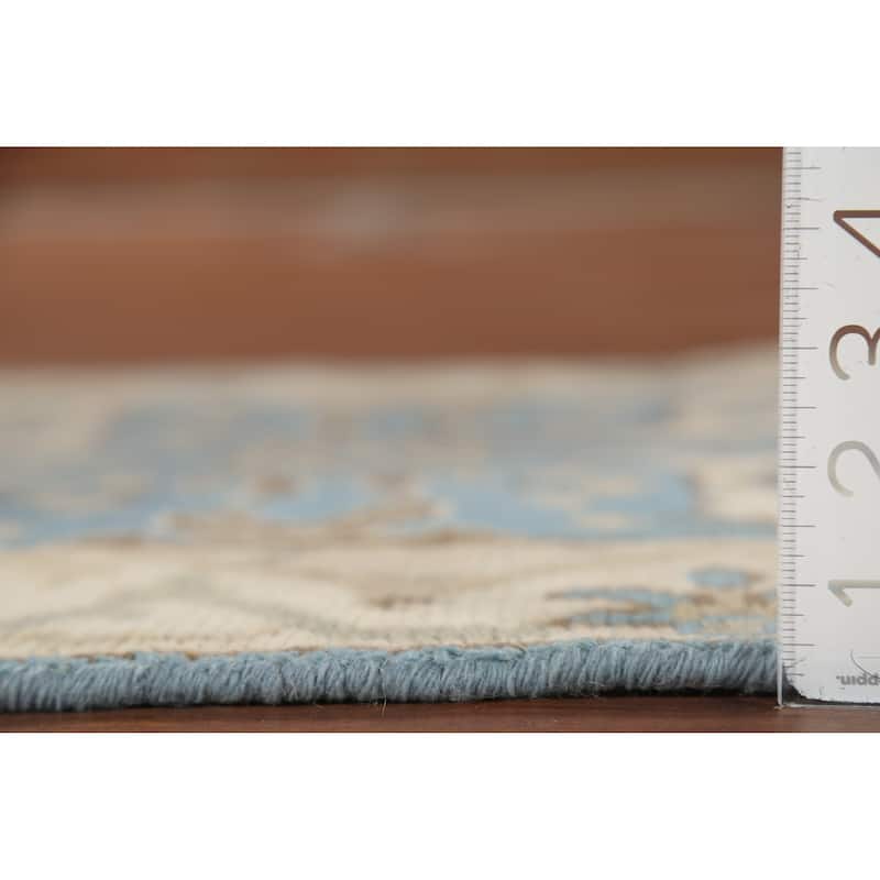 Light Blue Transitional Oushak Indian Runner Rug Handmade Wool Carpet - 2'5"x 7'9"