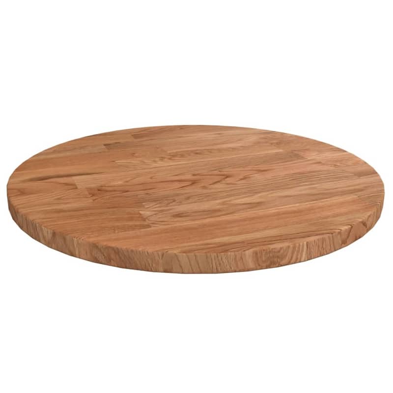 vidaXL Table Top Light Brown Solid Oak Wood 35.4 in Diameter Durable - 11.8 x 11.8 x 0.6 in