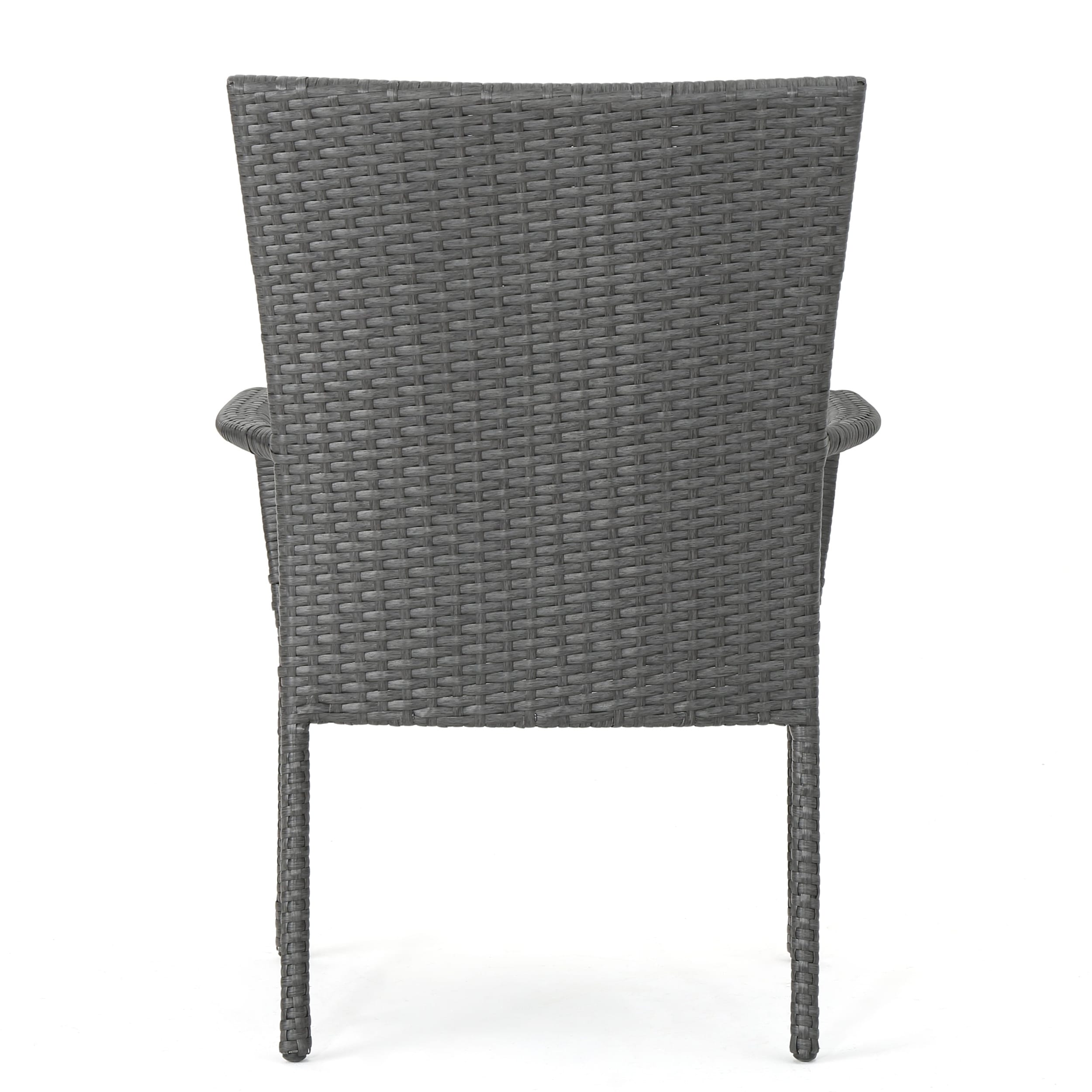 Noble house dusk gray stackable wicker outdoor dining online chairs