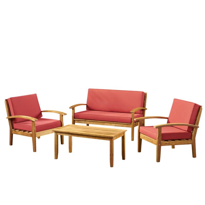 Peyton 4-piece Outdoor Wooden Chat Set by Christopher Knight Home
