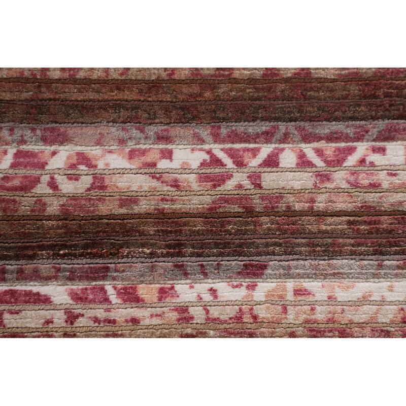 Striped / Modern Abstract Accent Rug Hand-Knotted Wool Carpet - 2'8"x 4'10"