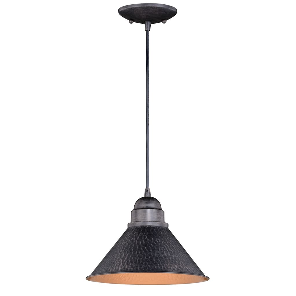 Farmhouse Pendant Light - 1-Light Barn Dome Fixture - Indoor Outdoor Ceiling Light - Aged Black Finish - 106.5