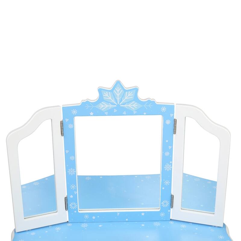Children's Three-Sided Folding Mirror Dressing Table with Chair