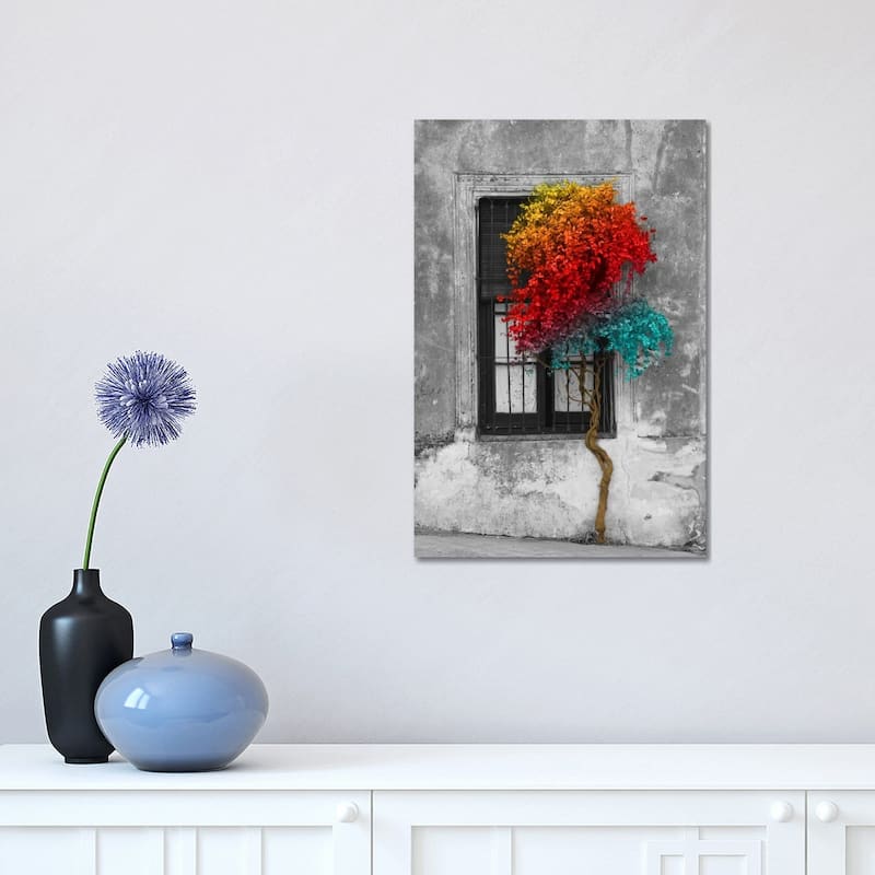iCanvas "Tree in Front of Window Rainbow Pop Color Pop" by Panoramic Images Canvas Print - 18x12x1.5
