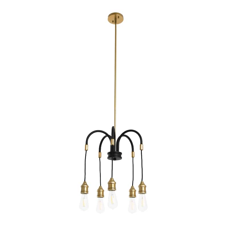 Robert Stevenson Lighting Harper - Exposed Bulb 5-Light Chandelier - 17.5"L x 17.5"W x 19.0"H