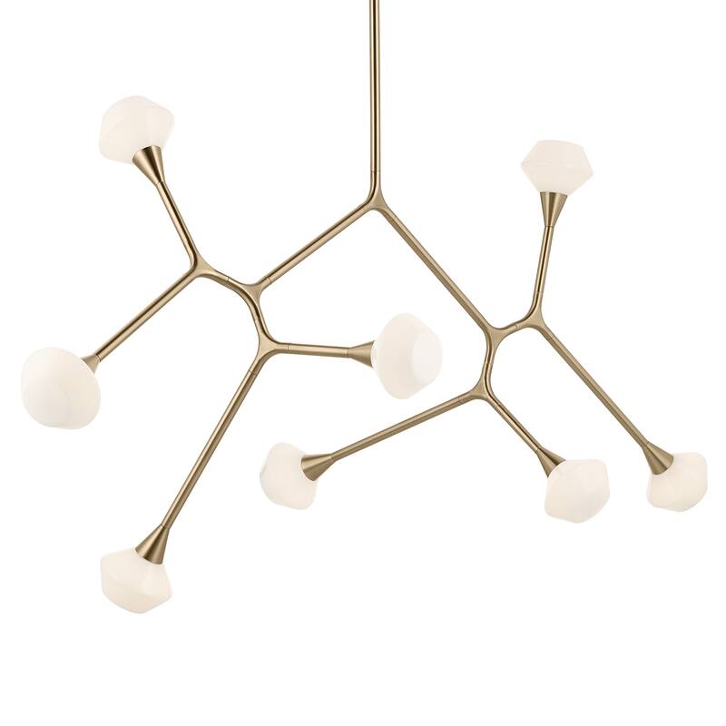 Cassius 61.25 Inch 8 Light Convertible Chandelier with Opal Glass in Champagne Bronze
