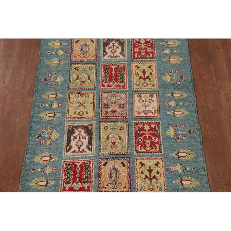 Garden Design Blue Kazak Accent Rug Handmade Wool Carpet - 3'4" x 5'3"
