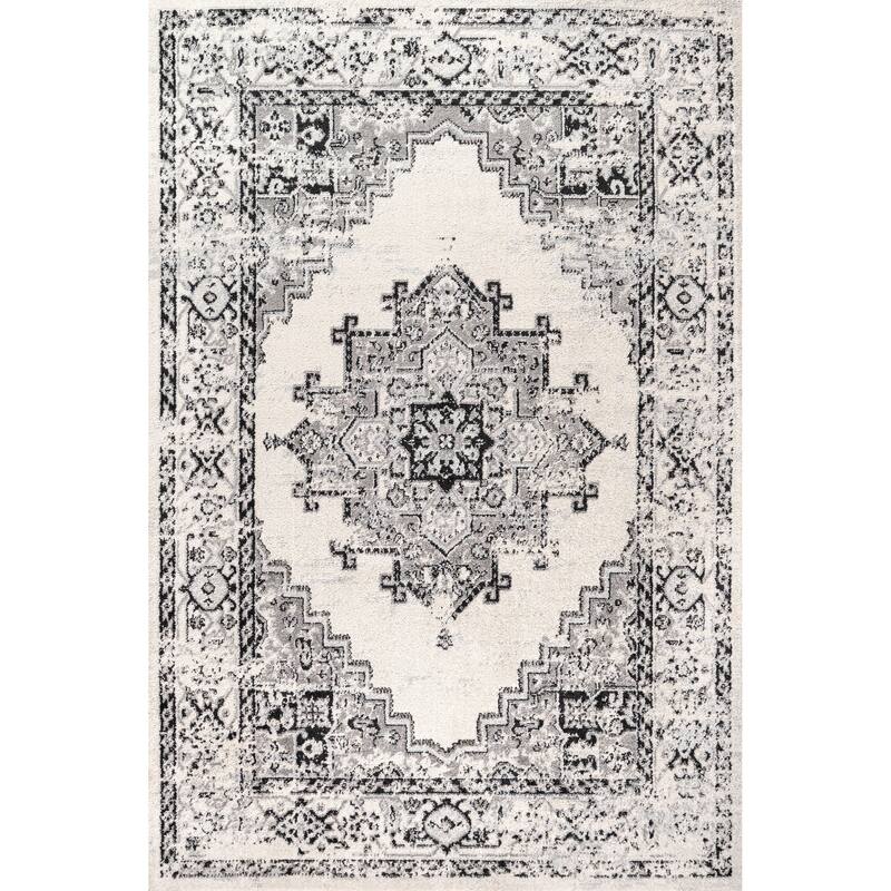 JONATHAN Y Boho Cottage Medallion Area Rug - 8 X 10 - Dark Gray/Cream