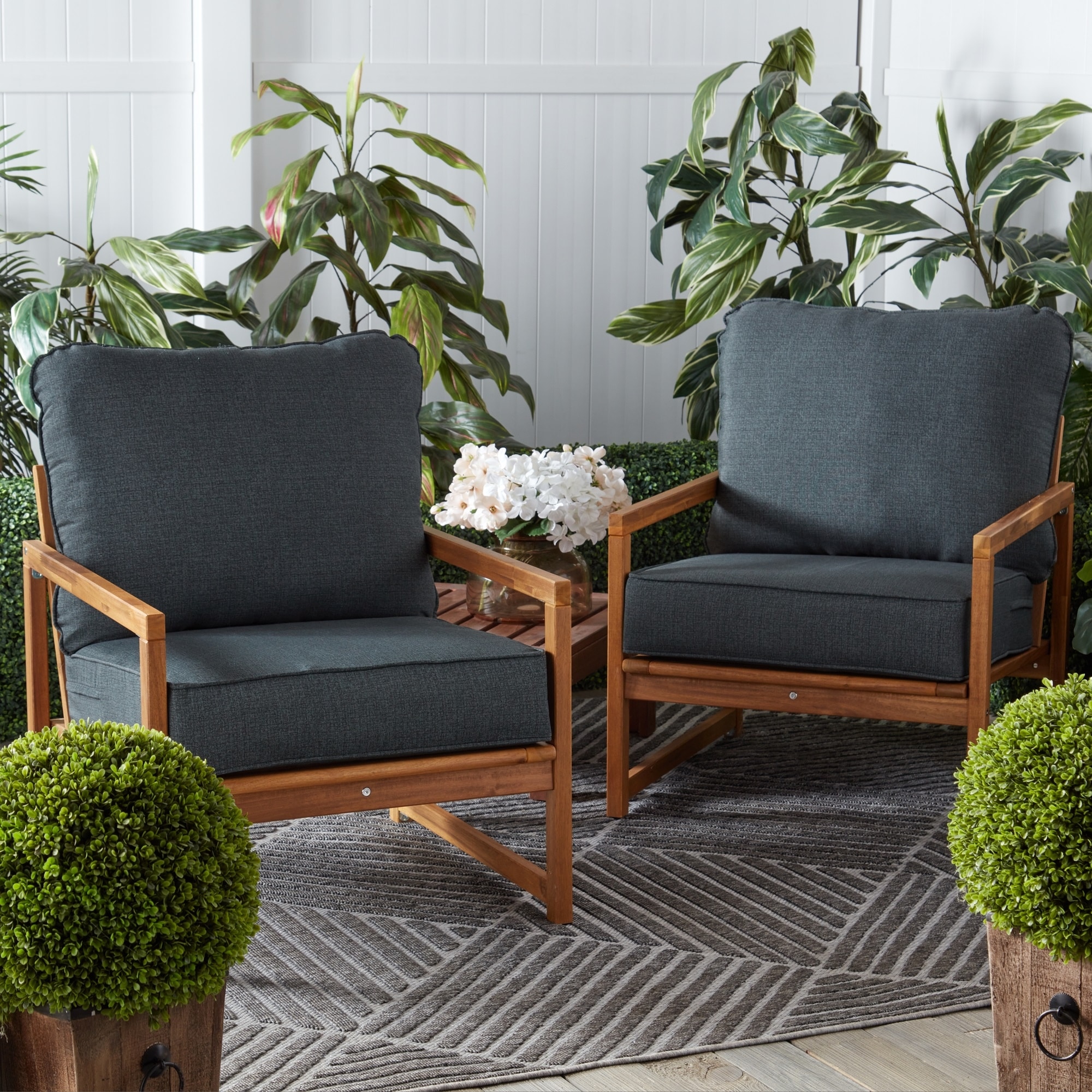 Outdoor 2-Piece Reversible Deep Seat Cushion Set (Cushions Only)