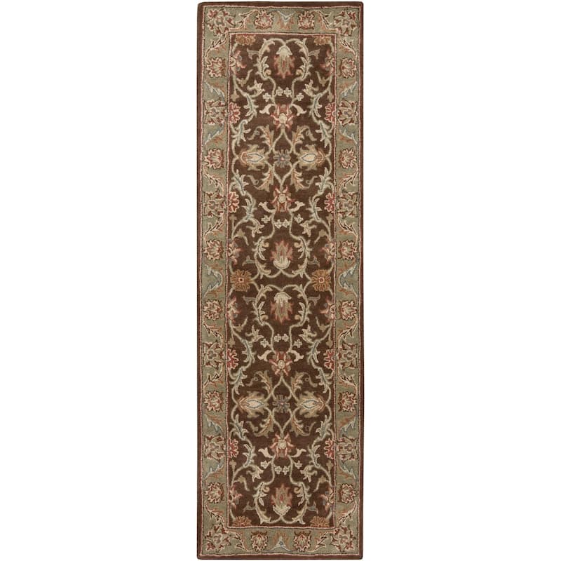 Livabliss Caesar Hand Tufted Traditional Border Wool Area Rug - 2'6" x 8' - Brown/Camel
