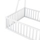 preview thumbnail 23 of 32, Twin/Full Size Floor Bed with Bulit-in Desk and Storage Shelves, Metal Playhouse Bed Montessori Bed w/ Fence Guardrails for Kids
