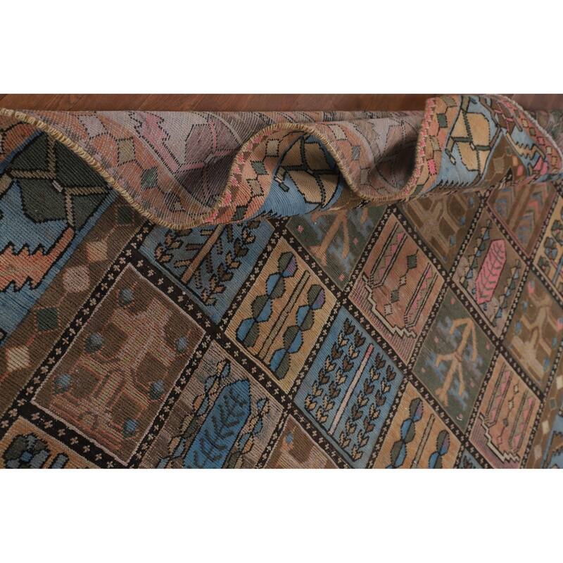Garden Design Bakhtiari Persian Vintage Rug Handmade Wool Carpet - 6'4"x 9'5"