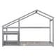 preview thumbnail 8 of 17, Twin Wooden House Floor Bed with Shelf & Roof