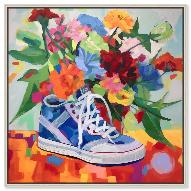 Colorful Sneaker Bouquet Canvas by Art Remedy - Silver - 24" x 24"