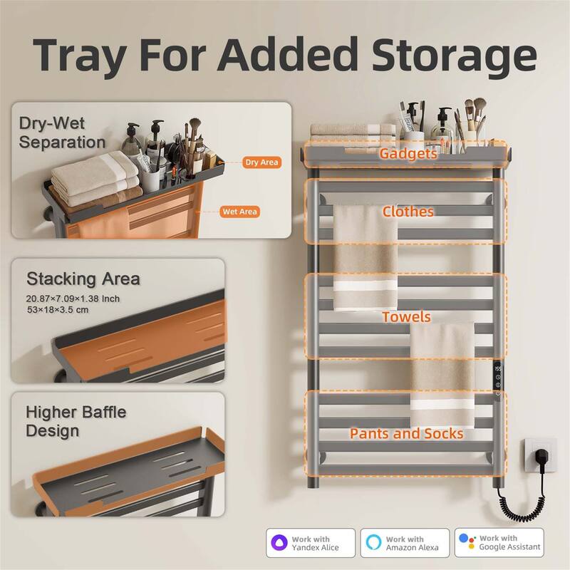 Electric Wall Mounted Towel Warmer with Timer