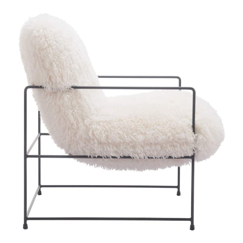 HomeRoots 30" White And Black Sherpa And Upholstered Arm Chair - 30' X '33.5' X '34