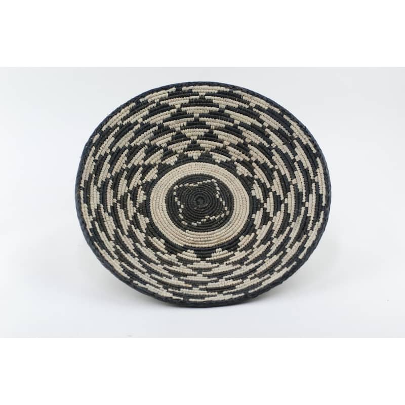 Hand Woven Palm Wall Decor Basket - Black