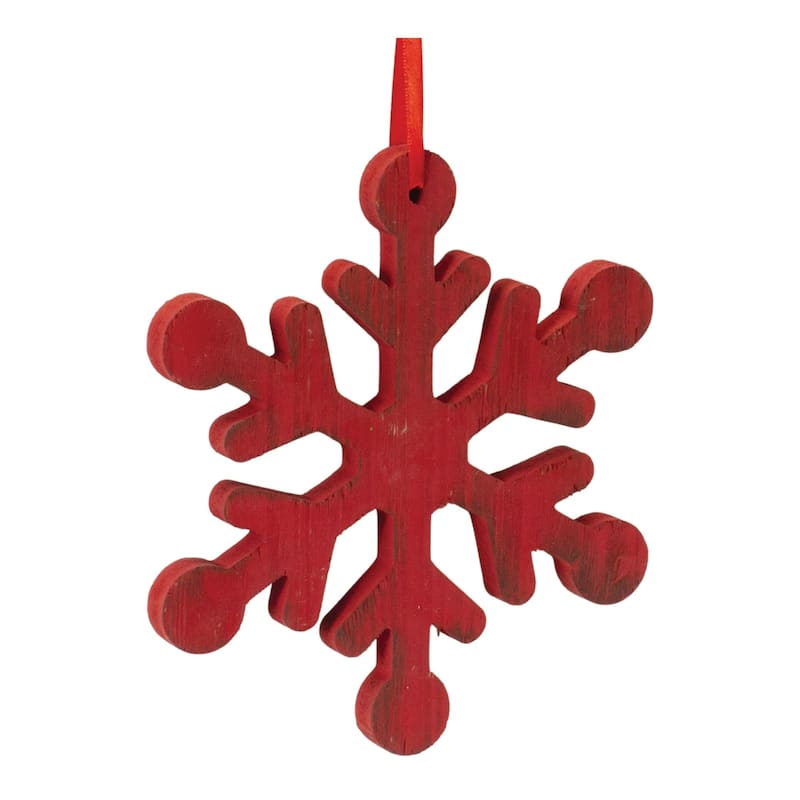 Wood Snowflake Christmas Ornaments - 7.75" - 12ct